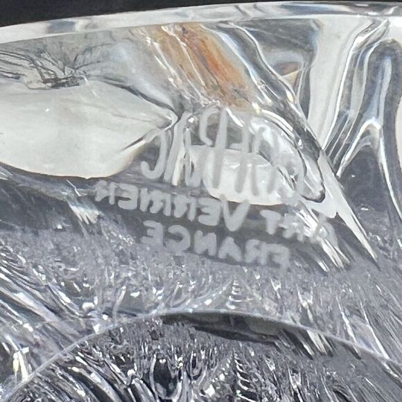 Vintage Cofrac Art Verrier France HEAVY Clear Crystal Centerpiece Vase 10" - Picture 11 of 11